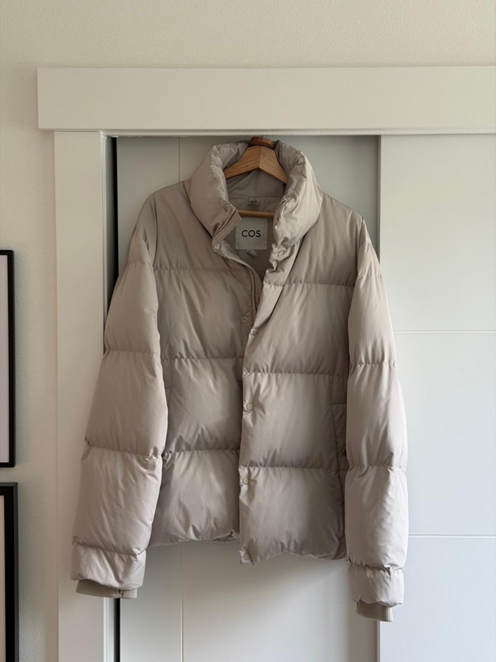 COS Men's Beige Quilted Puffer Jacket